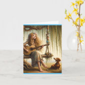 Carte Whimsical Folk Art Dachshund Téléchargeable (Fleur jaune)