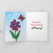 Carte Whimsical Folk Art Fairy Girl Joyeux anniversaire (Intérieur)