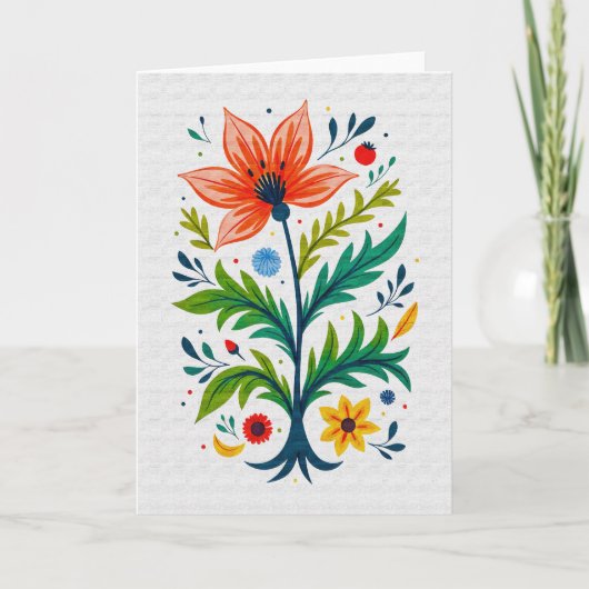 Carte Whimsical Folk Art Floral Tree Botanical (Devant)