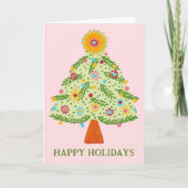 Carte Whimsical Folk Christmas Tree CUSTOM VACANCES (Devant)