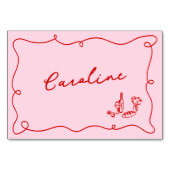 Carte Whimsical Hand Drake Pink & Red Place (Devant)
