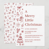 Carte Whimsical Hand Drawn Doodle Red (Devant / Derrière)