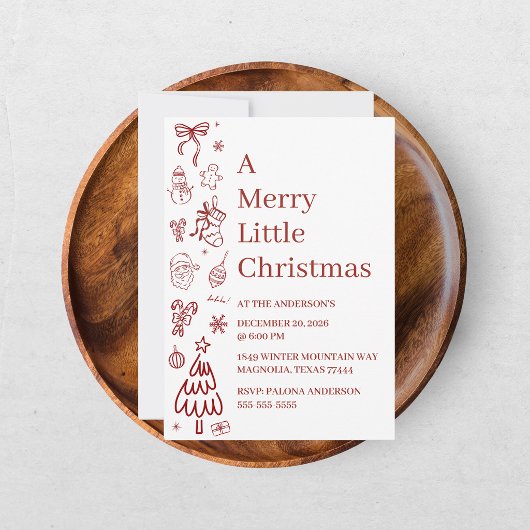 Carte Whimsical Hand Drawn Doodle Red