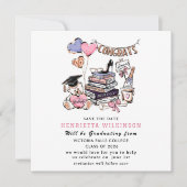 Carte Whimsical hand drawn Graduation Save the Date Card (Devant)