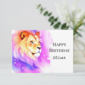 Carte Whimsical Happy Safari Lion Anniversaire (Debout devant)