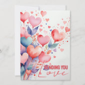 Carte Whimsical Heart Balloon aquarelle message d'amour (Devant)