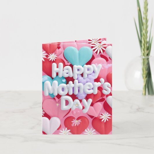Carte Whimsical Heart & Daisy Mother's Day Card (Devant)