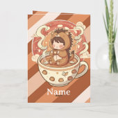Carte Whimsical Hedgehog Coffee Greeting Card (Dos)