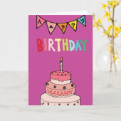 Carte Whimsical Joyeux Anniversaire (Fleur jaune)