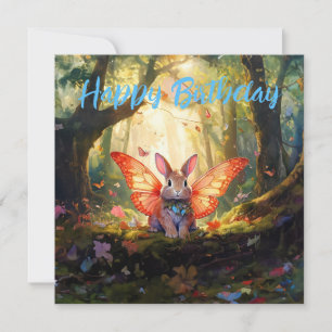 Carte Whimsical lapin enchanted forêt Joyeux anniversair