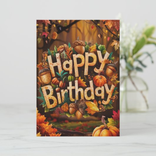 Carte Whimsical mignonne Citrouille Automne automne auto (Debout devant)