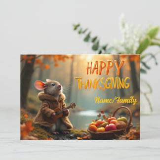 Carte Whimsical Mouse Thanksgiving – Autumn Forest Celeb