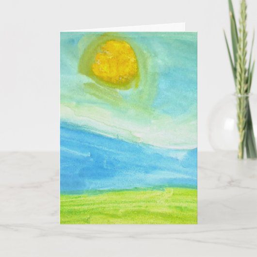 Carte Whimsical Naive Art Sun Landscape (Devant)