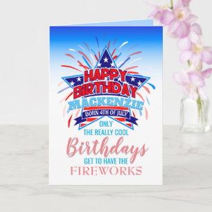 Carte Whimsical Né sur le 4 juillet Joyeux anniversaire