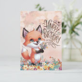 Carte Whimsical Pastel Fox Anniversaire (Debout devant)
