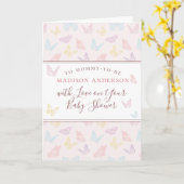 Carte Whimsical Pastel rose papillon Baby shower fille (Fleur jaune)