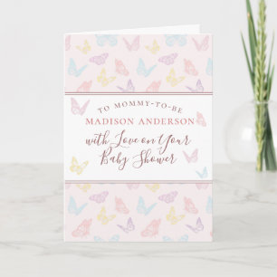 Carte Whimsical Pastel rose papillon Baby shower fille