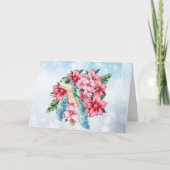 Carte Whimsical Pink Florals & Sea Turtle (Devant)