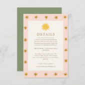 Carte Whimsical Pink & Gold Sun Mariage Détails (Devant / Derrière)