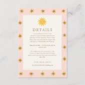 Carte Whimsical Pink & Gold Sun Mariage Détails (Devant)
