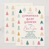 Carte Whimsical Pink & Green Christmas Tree Baby Shower (Devant / Derrière)