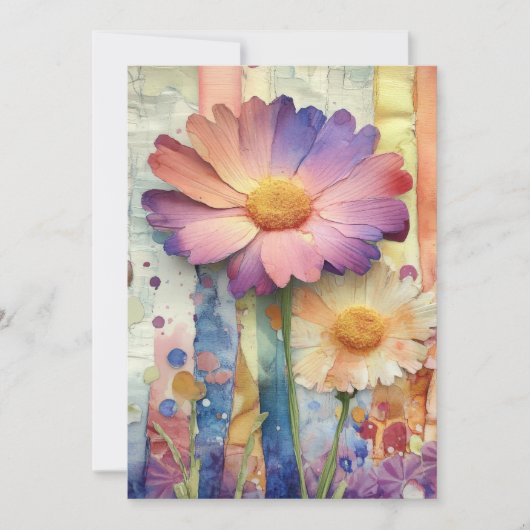 Carte Whimsical Quirky Fleurs gaies Bonjour plat (Devant)