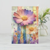 Carte Whimsical Quirky Fleurs gaies Bonjour plat (Debout devant)