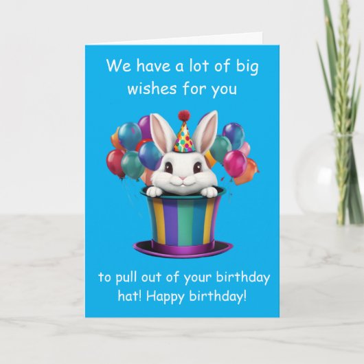 Carte Whimsical Rabbit Magic Hat Birthday Graphic (Devant)