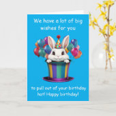 Carte Whimsical Rabbit Magic Hat Birthday Graphic (Fleur jaune)