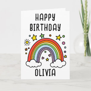 Carte Whimsical Rainbow Personnalisé Filles Anniversaire
