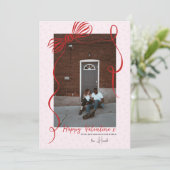 Carte Whimsical Red Bow Valentine’s Photo Card (Debout devant)