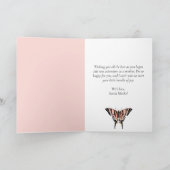 Carte Whimsical rose Boho Butterfly Baby shower fille (Intérieur)