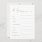 Carte Whimsical Sage Green Baby Word Scramble (Devant)