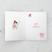 Carte Whimsical Septième anniversaire fée rose mignon (Intérieur)