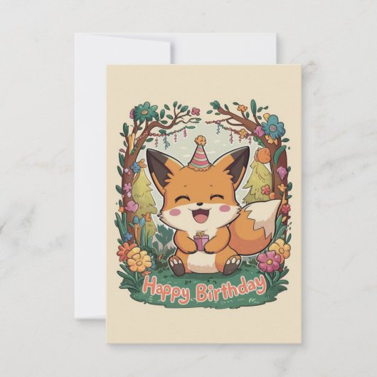 Carte Whimsical Simple Fox Anniversaire (Devant)