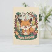 Carte Whimsical Simple Fox Anniversaire (Debout devant)