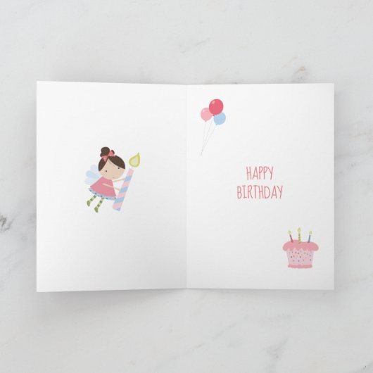 Carte Whimsical sixième anniversaire fée filles rose mig (Intérieur)