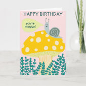 Carte Whimsical snail on Magical Mushroom CUSTOM Bday (Devant)