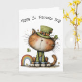 Carte Whimsical St. Patrick’s Day Cat Cheer (Fleur jaune)