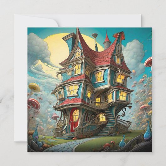 Carte Whimsical Storybook Crooked House | Salutation (Devant)