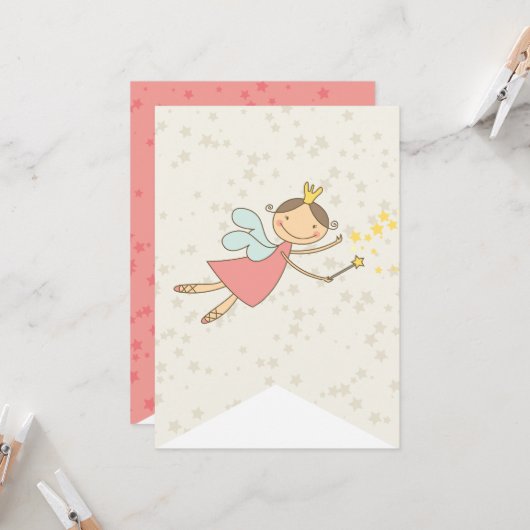 Carte Whimsical Sweet Fairy Princesse Fille Fête d'anniv (Devant/Arrière en situation)