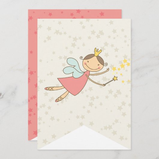 Carte Whimsical Sweet Fairy Princesse Fille Fête d'anniv (Devant / Derrière)