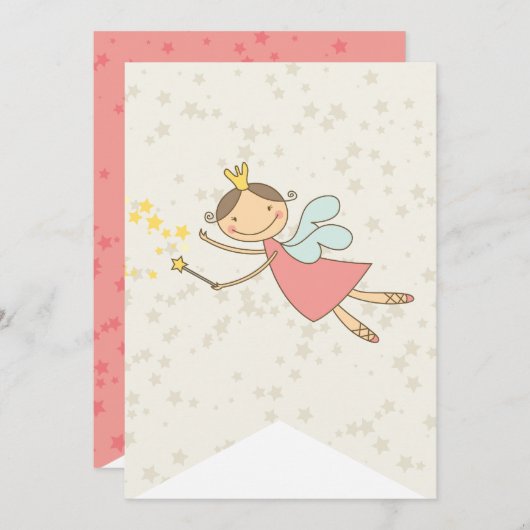 Carte Whimsical Sweet Fairy Princesse Fille Fête d'anniv (Devant / Derrière)