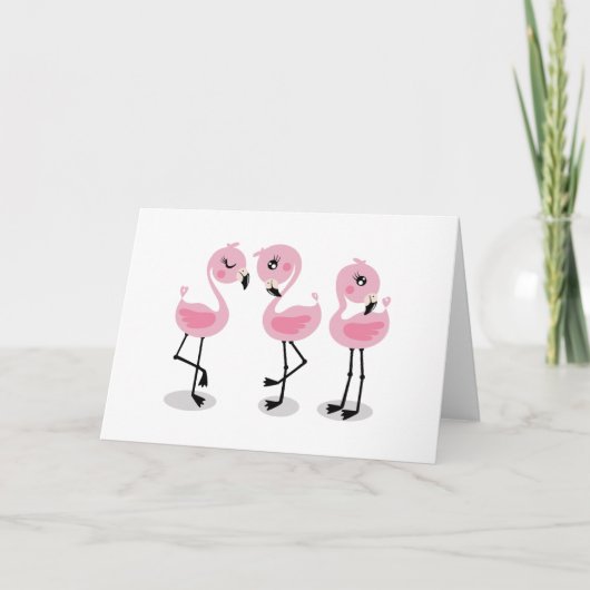 Carte Whimsical tropical flamingos (Devant)