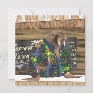 Carte Whimsical Tropical Hawaiian Walrus Marine Life