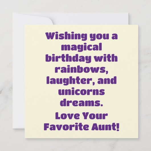 Carte Whimsical Unicorn Anniversaire plaisir (Dos)