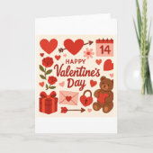Carte Whimsical Valentine's Day Greeting Card – Hearts,  (Devant)