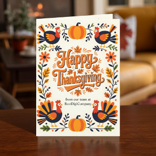 Carte Whimsical Vibrant Folk Art Automne Thanksgiving