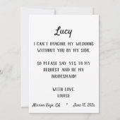 Carte Whimsical Vintage Girls Bridesmaid personnalisable (Dos)