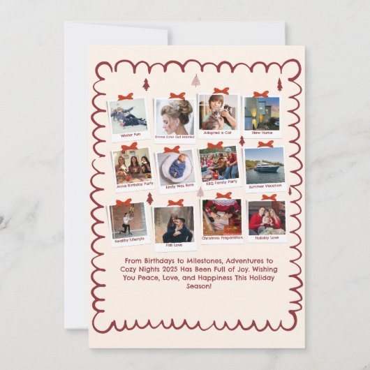 Carte Whimsical What A Year Multi Photo Christmas Red (Dos)